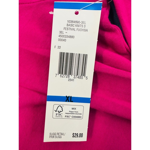 Jones New York Sport Womens XL Festival Fuchsia Pink Turtleneck Top NWT - Picture 2 of 6